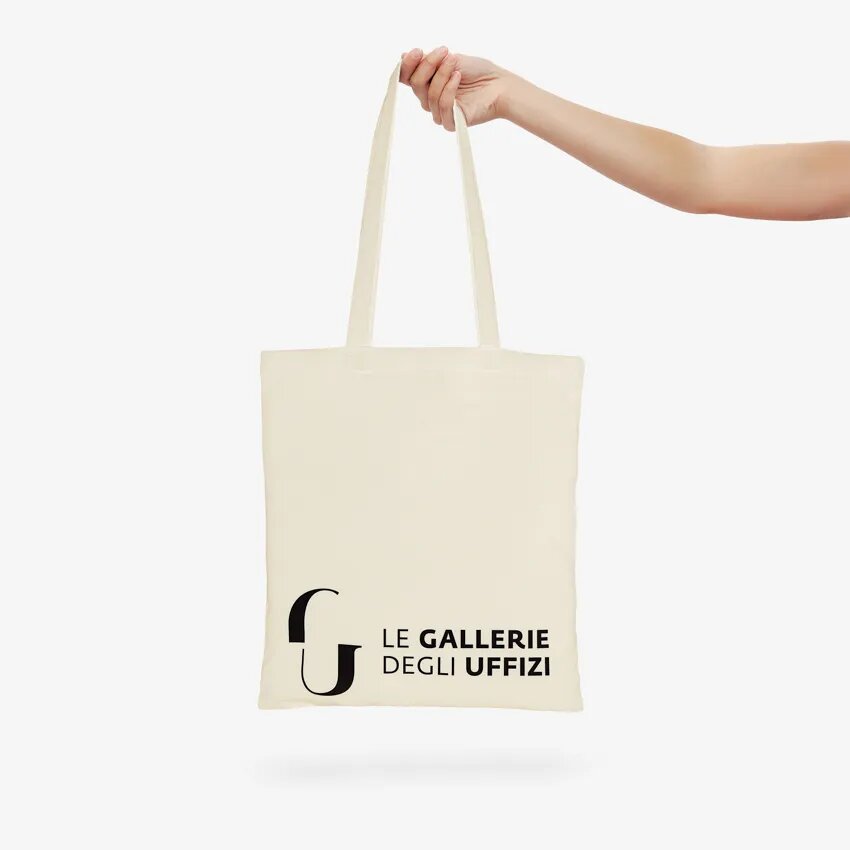 TOTE BAG LOGO GU   BIANCO   Le Gallerie Degli Uffizi Shop